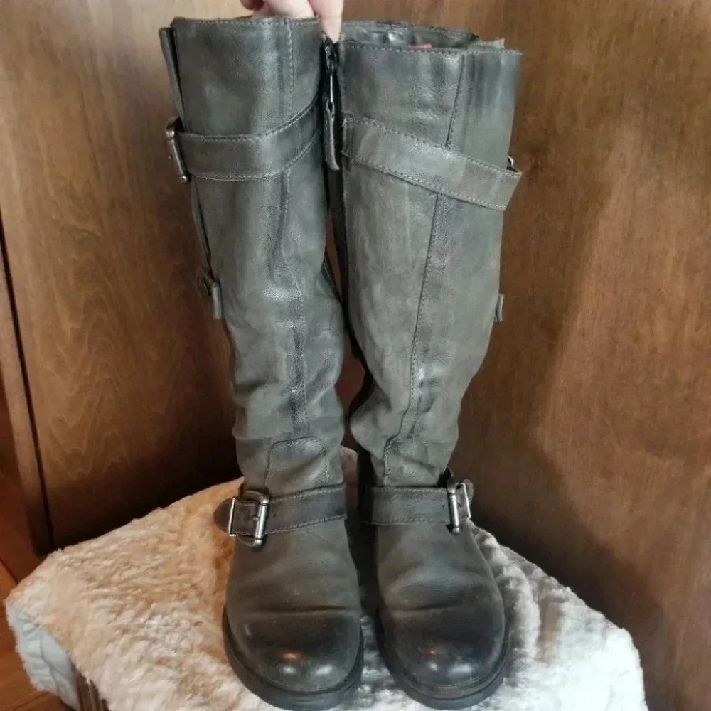 Mjus Renata 2 Leather Tall Boots Adjustable Wide Calf Green 38